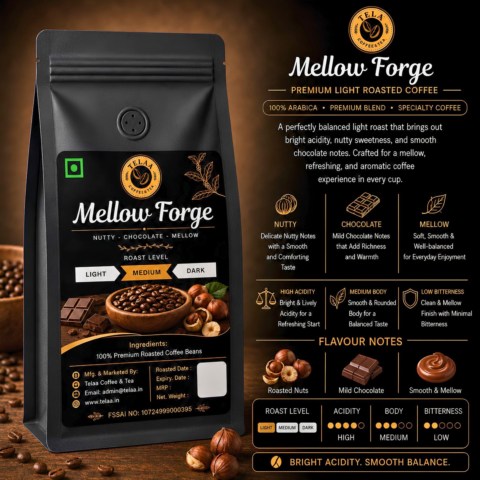 Mellow Forge, Light Roasted 100% Arabica Specialty Coffee Beans - Image 2