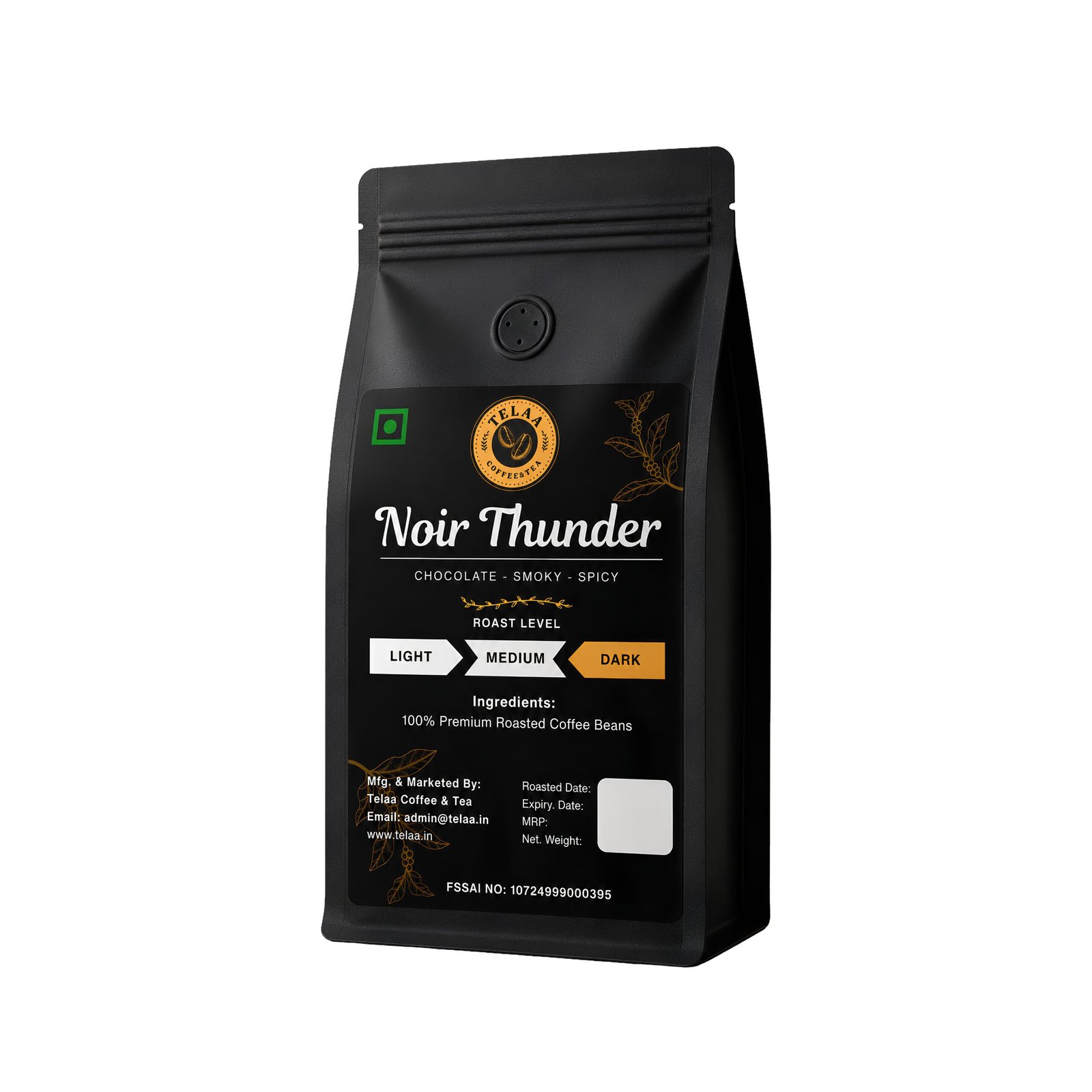 Noir Thunder, Dark Roasted 100% Arabica Specialty Coffee Beans