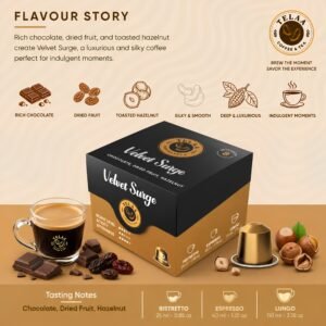 Velvet Surge Medium Roast Coffee Capsules By Telaa | Intensity 8 | Nespresso® Compatible | 100% Arabica