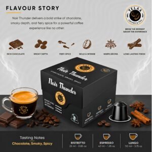 Noir Thunder Medium To Dark Roast Coffee Capsules By Telaa | Intensity 10 | Nespresso® Compatible | 100% Arabica