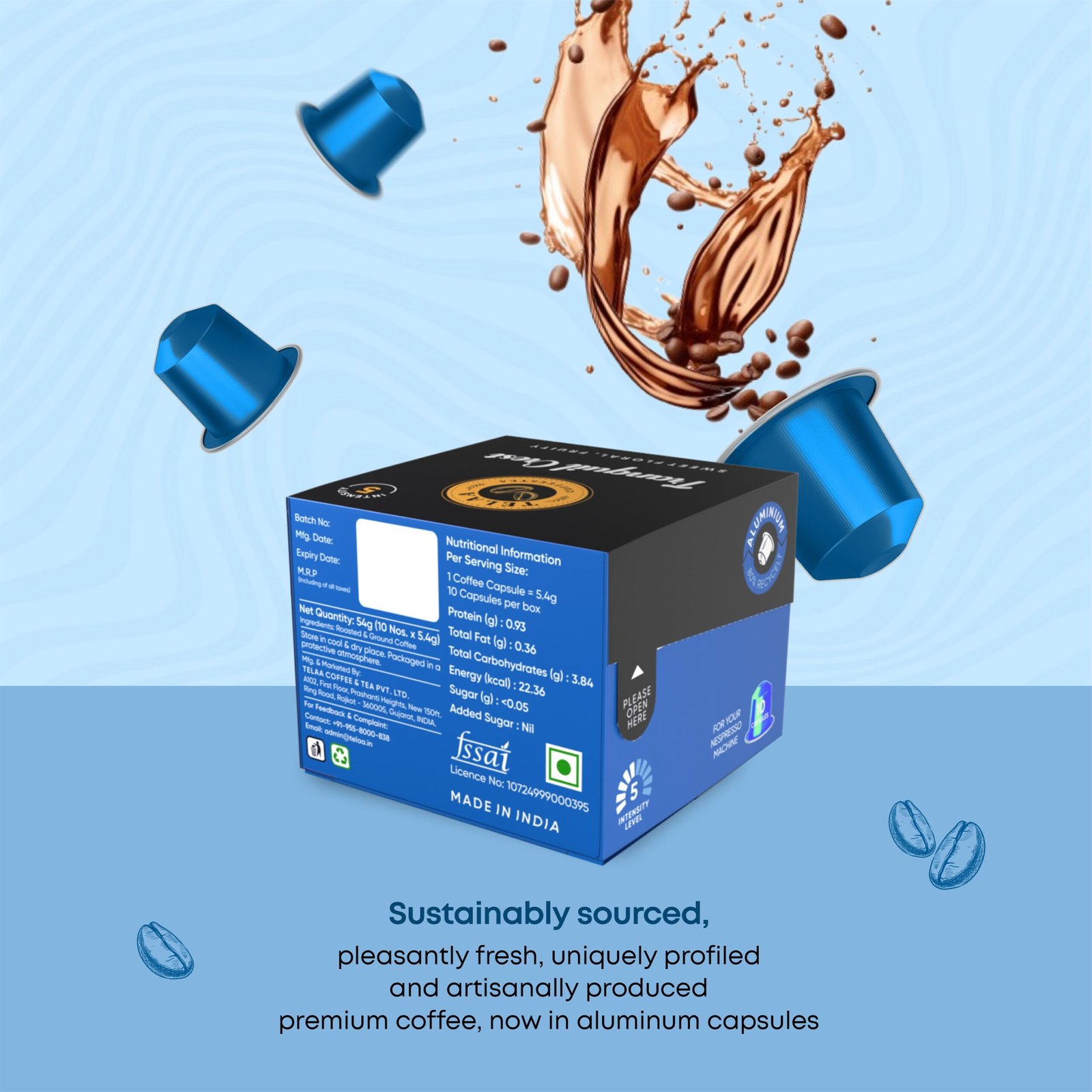 Tranquil Crest by Telaa: Intensity-5, 100% Arabica Aluminium Nespresso-Compatible Pods - Image 7