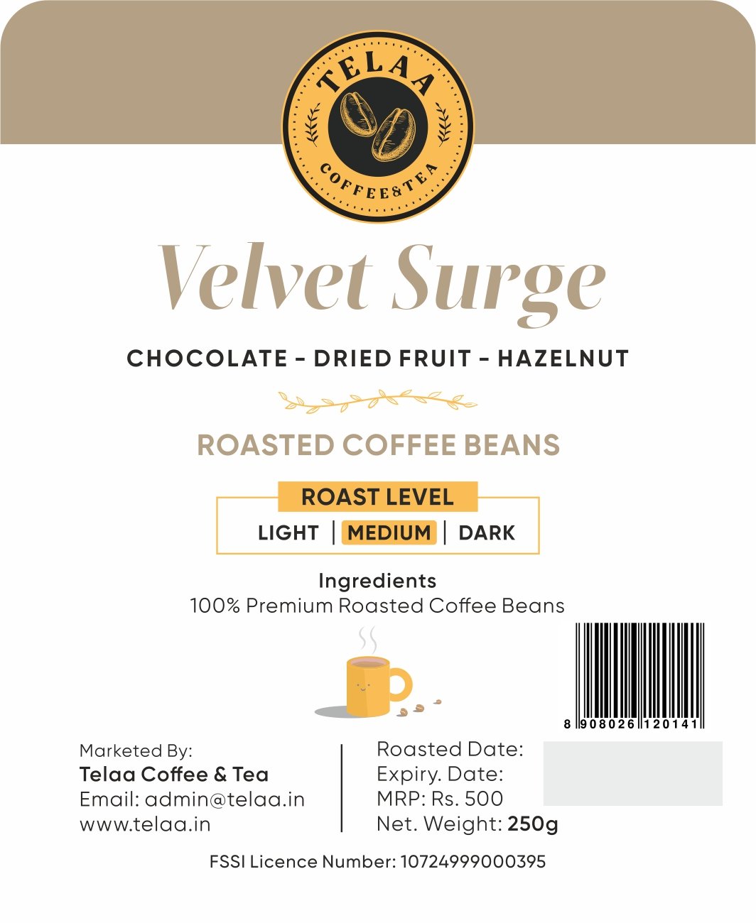 Velvet Surge, Medium Roasted 100% Arabica Specialty Coffee beans. - Image 2