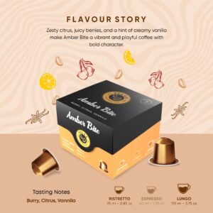 Amber Bite, Intensity-7, 100% Arabica Aluminium Coffee Capsules - Specialty Coffee