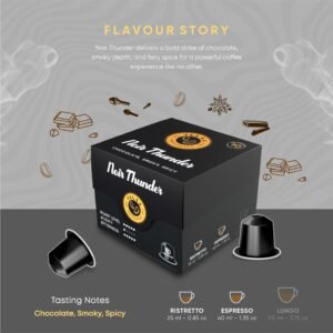 Noir Thunder, Intensity 10, 100% Arabica Aluminium Coffee Capsules - Specialty Coffee