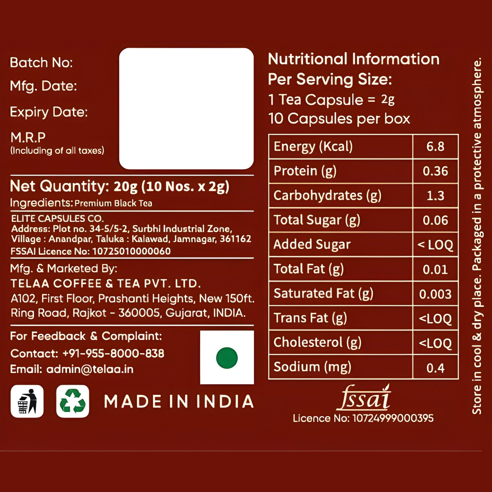 Assam Black Tea Capsules – Premium Black Tea Pods by Telaa | Nespresso Compatible | Intensity 4/10 - Image 4