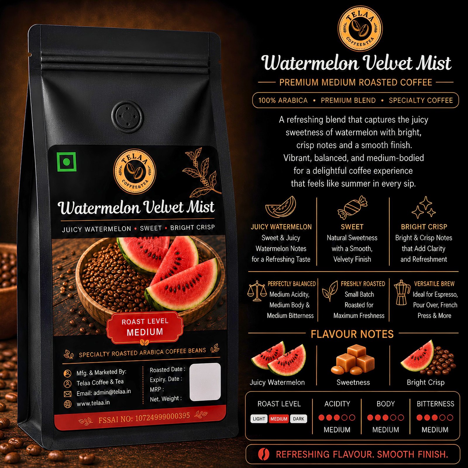 Watermelon Velvet Mist Fruit Fermented Coffee Beans 250g – Exotic Process Arabica, Bright Watermelon Sweetness, Soft Florals & Hint of Mint, Silky Clean Body, Small Batch Artisan Roast, Specialty Gourmet Coffee - Image 2