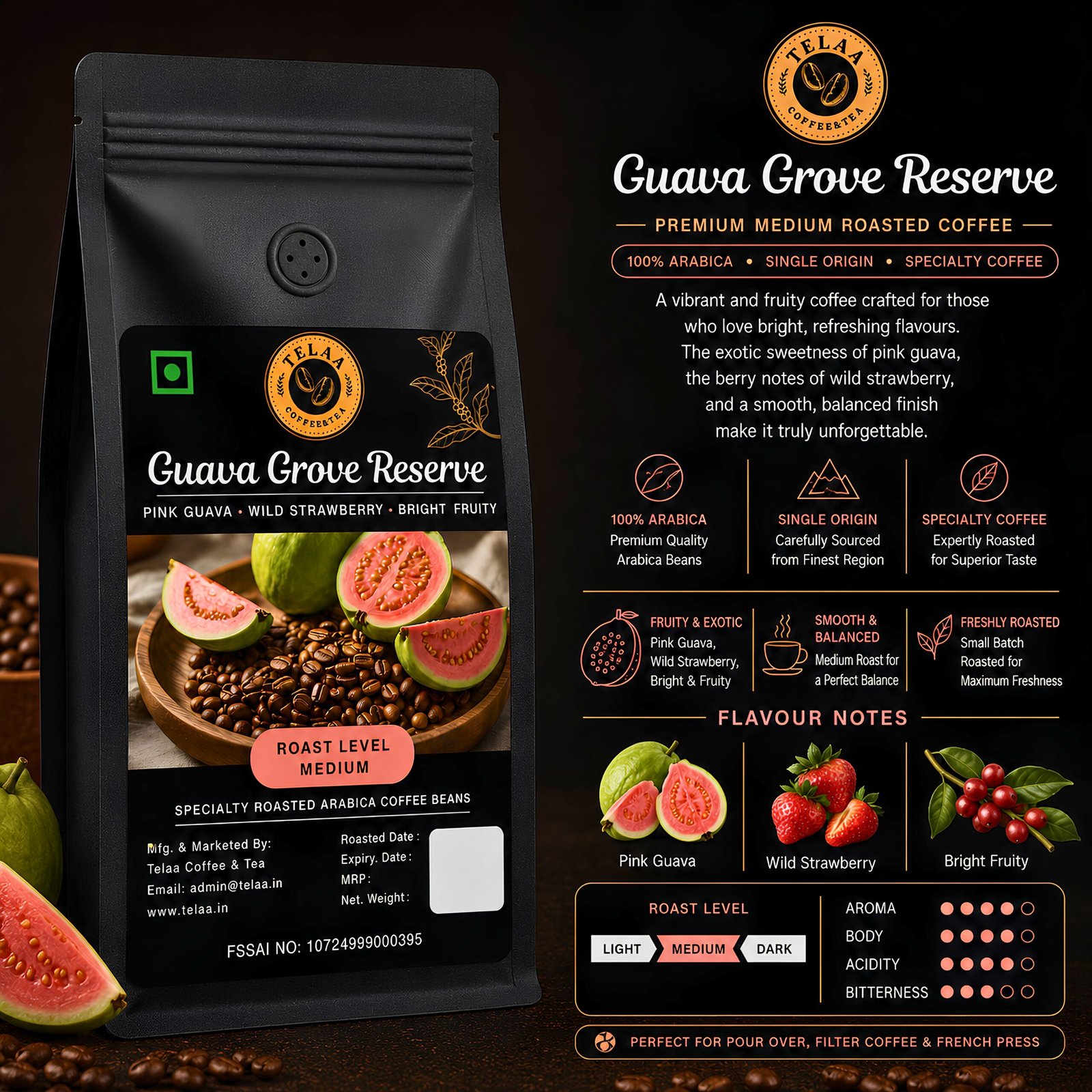 Guava Grove Reserve Fruit Fermented Coffee Beans 250g – Exotic Process Arabica, Ripe Guava & Tropical Sweetness, Bright Juicy Acidity, Small Batch Artisan Roast, Specialty Gourmet Coffee - Image 2