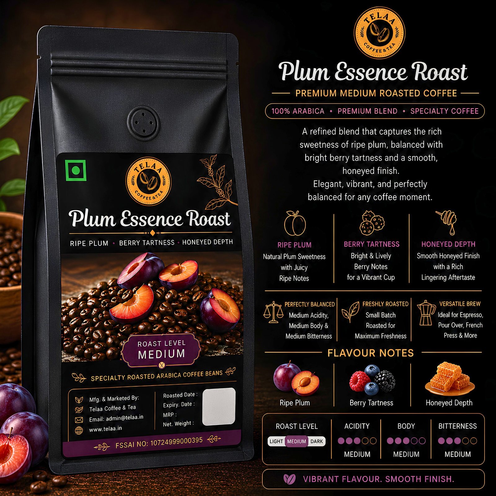 Plum Essence Fruit Fermented Coffee Beans 250g – Exotic Process Arabica, Juicy Plum & Dark Chocolate Notes, Wine-Like Complexity, Small Batch Artisan Roast, Specialty Gourmet Coffee - Image 2