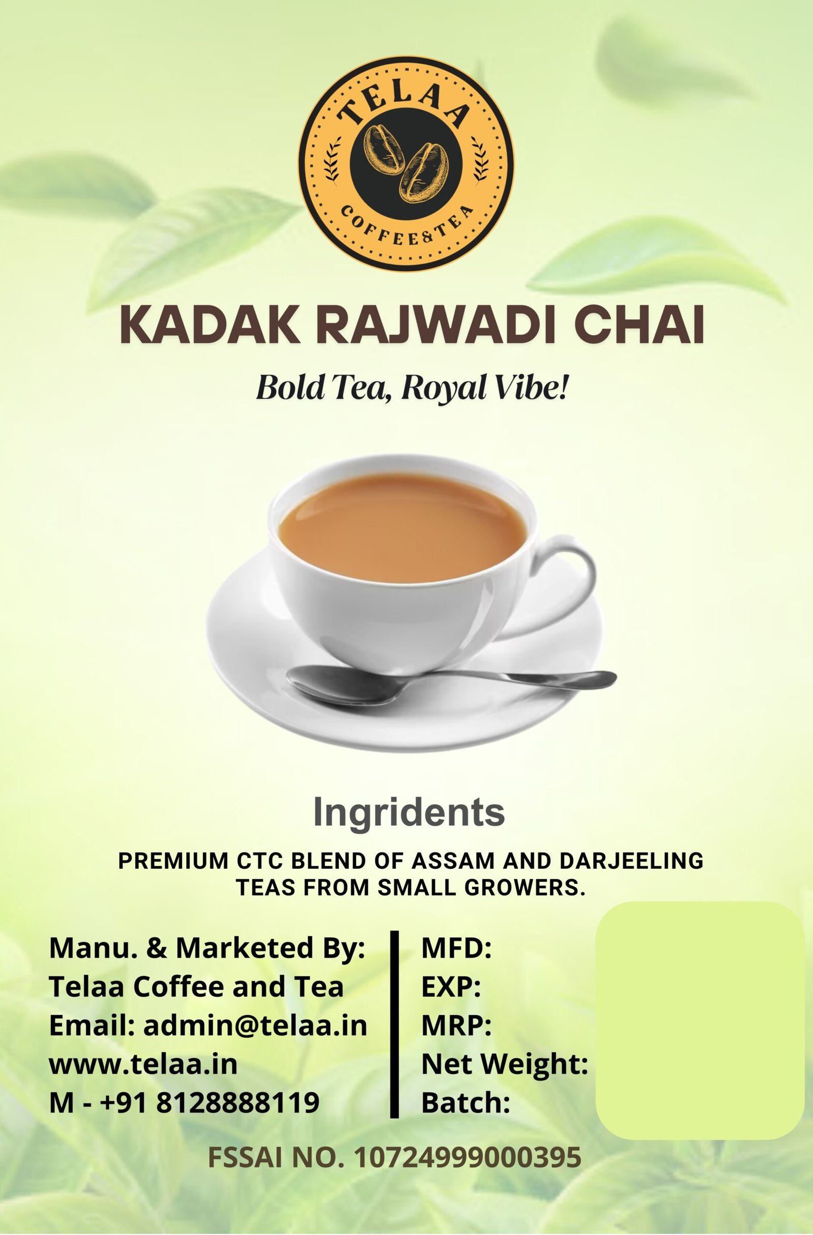 Kadak Rajwadi Chai – Strong Indian Masala Tea Blend | Assam & Darjeeling - Image 2