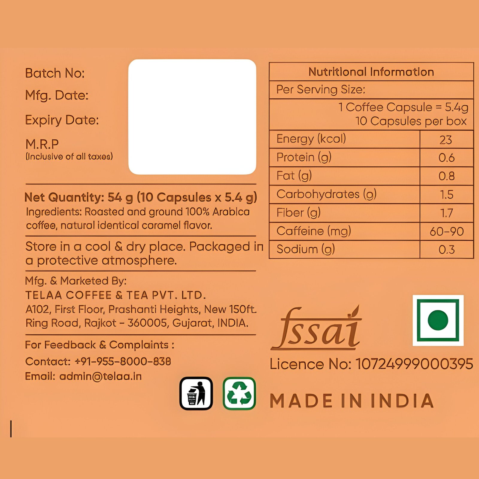 Caramel Swirl, 100% Arabica Aluminium Coffee Capsule – Intensity Level 4 - Image 3