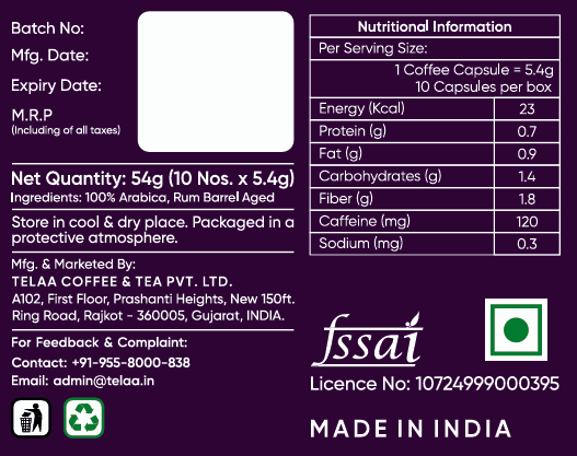 Caribbean Gold – Rum Barrel Aged Coffee Capsules - Specialty Coffee, Intensity 8 - Image 5