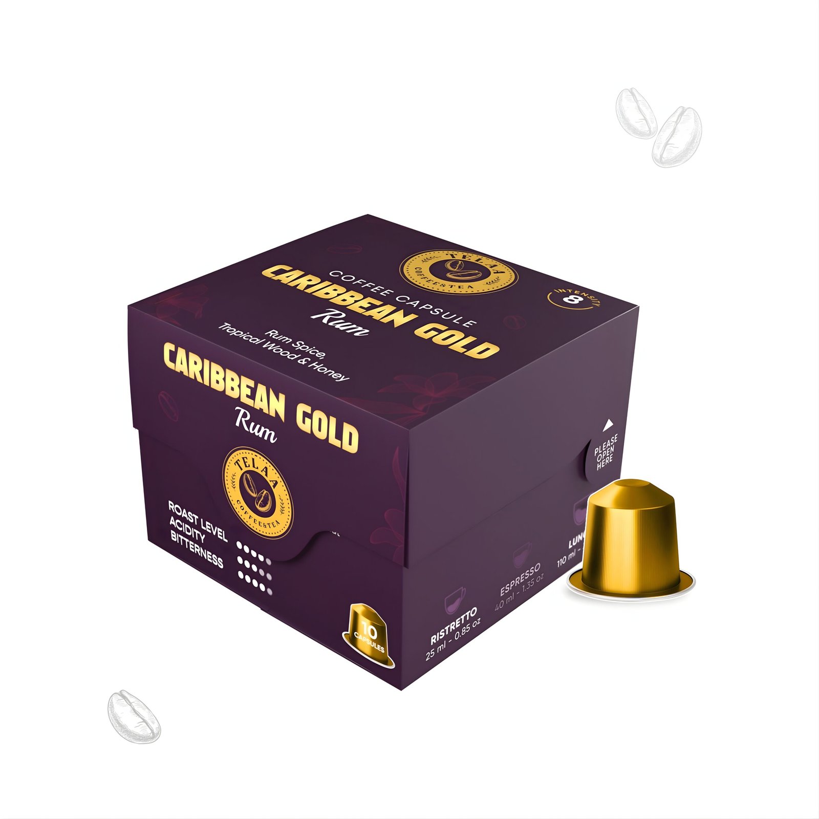 Caribbean Gold – Rum Barrel Aged Coffee Capsules - Specialty Coffee, Intensity 8