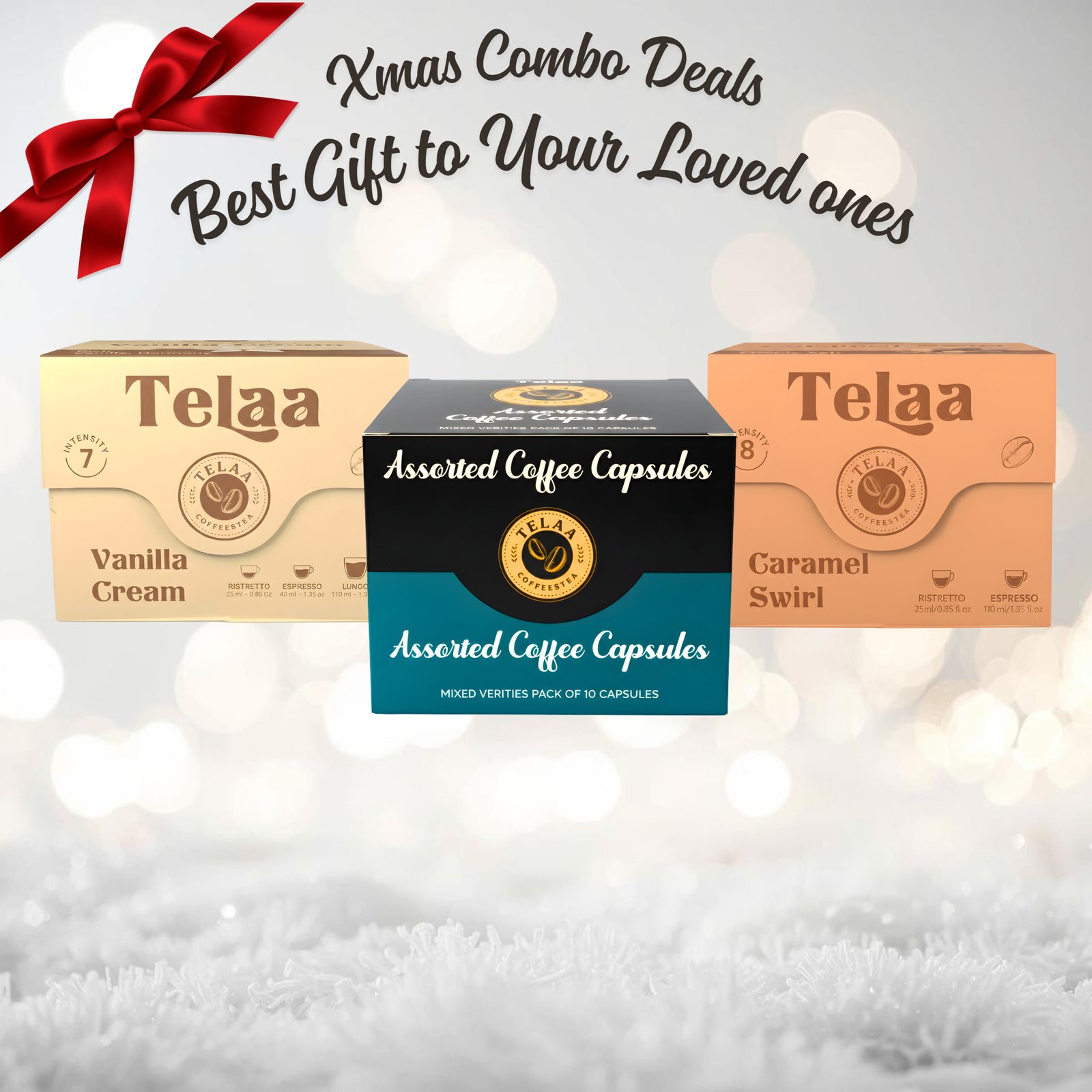 Telaa 3-Pack Flavor Coffee Capsule Combo | Vanilla Cream, Caramel Swirl & Assorted | 30 Capsules | Nespresso Original Line Compatible - Image 2