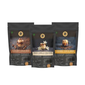 Cold Brew Coffee Trio Pack – French Vanilla, Caramel & Hazelnut | 100g Each | Makes 3L Total | 100% Arabica