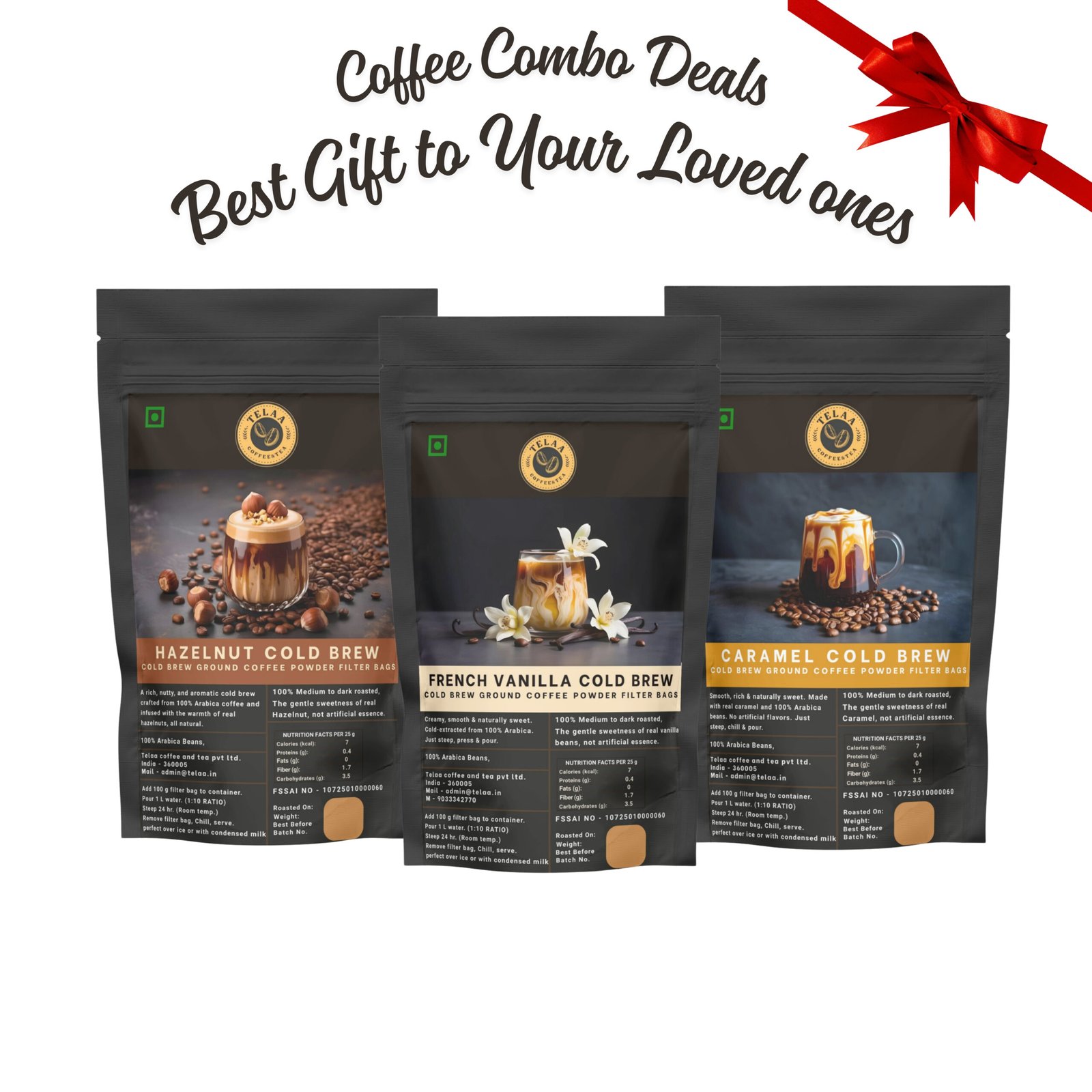 Cold Brew Coffee Trio Pack – French Vanilla, Caramel & Hazelnut | 100g Each | Makes 3L Total | 100% Arabica - Image 2