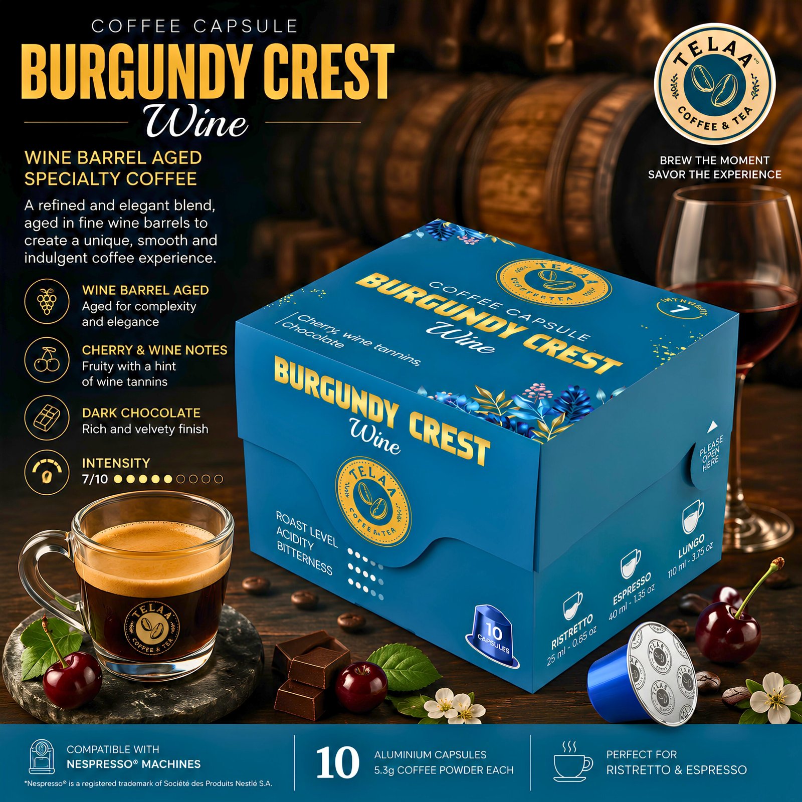 Barrel Aged 30 Coffee Capsule Combo – Whiskey, Rum & Wine Barrel Aged Specialty Espresso Pods | 100% Arabica | Nespresso Compatible - Image 4