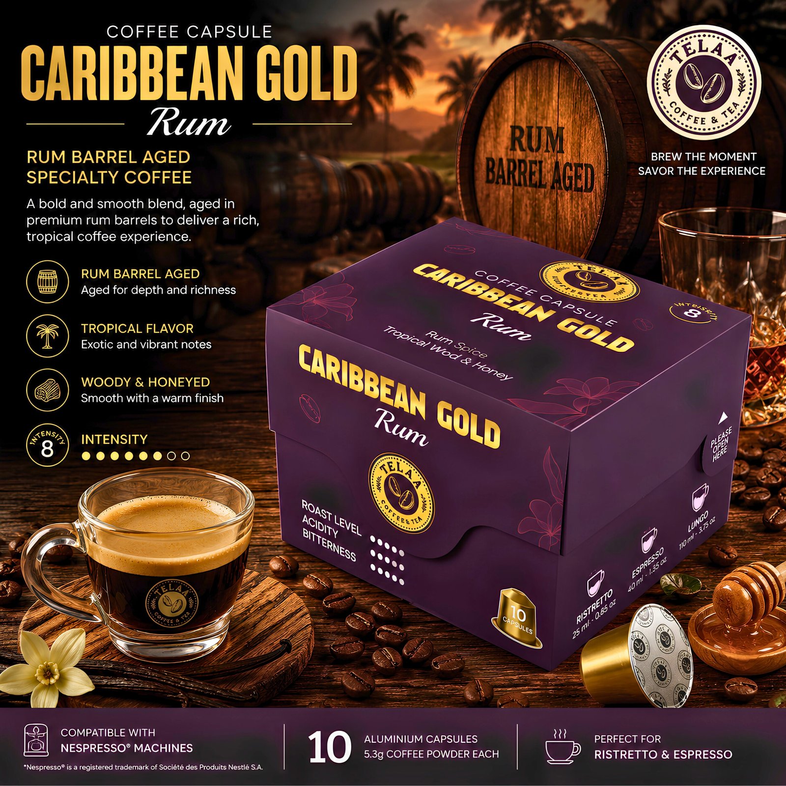 Barrel Aged 30 Coffee Capsule Combo – Whiskey, Rum & Wine Barrel Aged Specialty Espresso Pods | 100% Arabica | Nespresso Compatible - Image 3