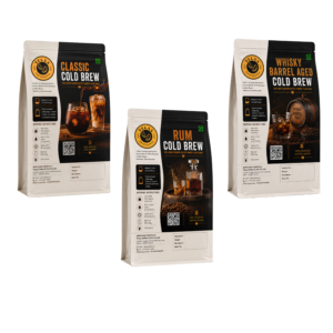 Cold Brew Coffee Combo Pack of 3 | Classic, Rum Barrel & Whiskey Barrel Aged | Ready-to-Pour 100g Bags | Bold, Smooth & All-Natural 100% Arabica Coffee