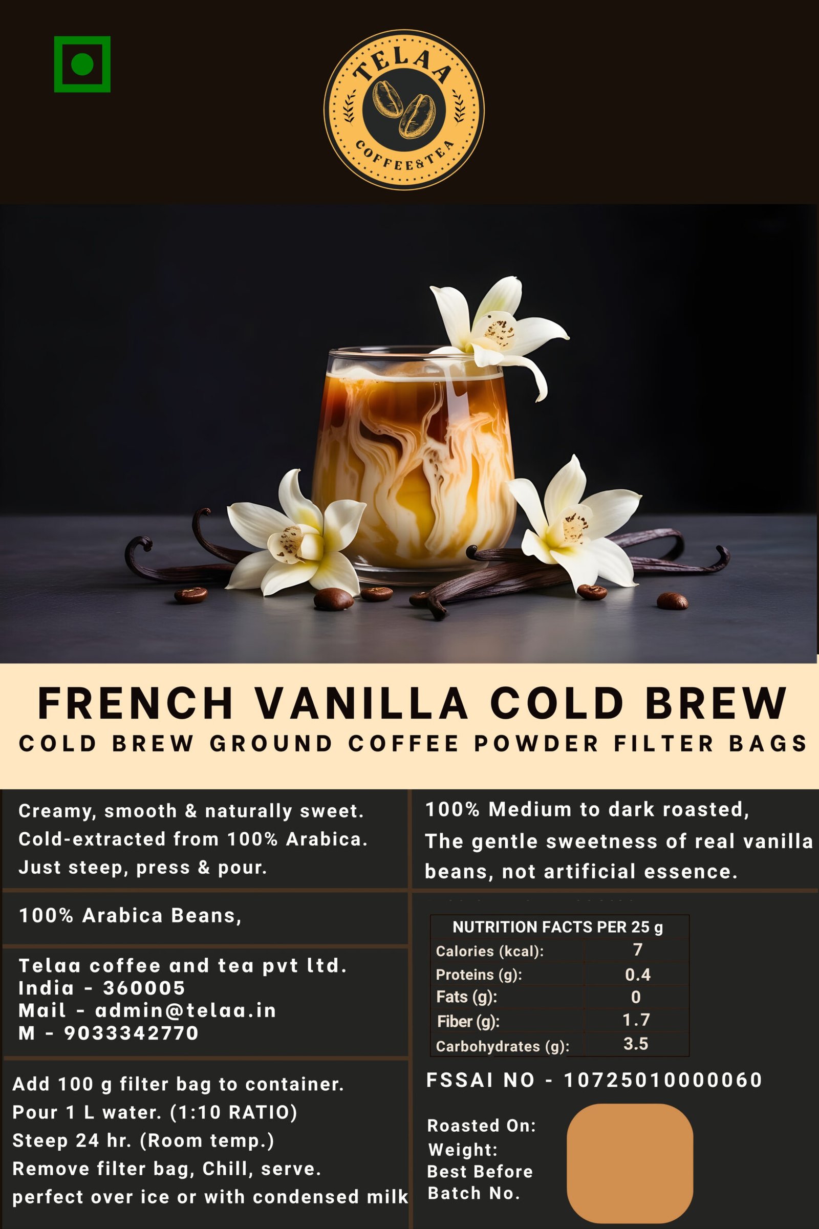 Cold Brew Coffee Trio Pack – French Vanilla, Caramel & Hazelnut | 100g Each | Makes 3L Total | 100% Arabica - Image 3