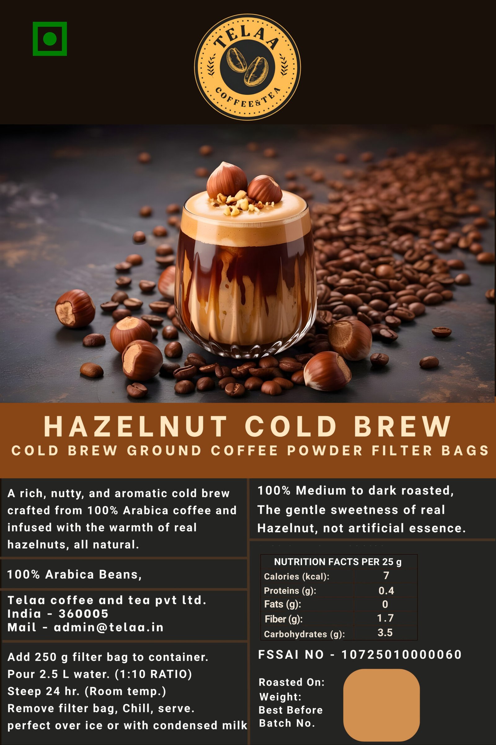 Hazelnut Coffee — 250g Ground or Cold Brew Bag | V60, Press, Espresso - Image 2
