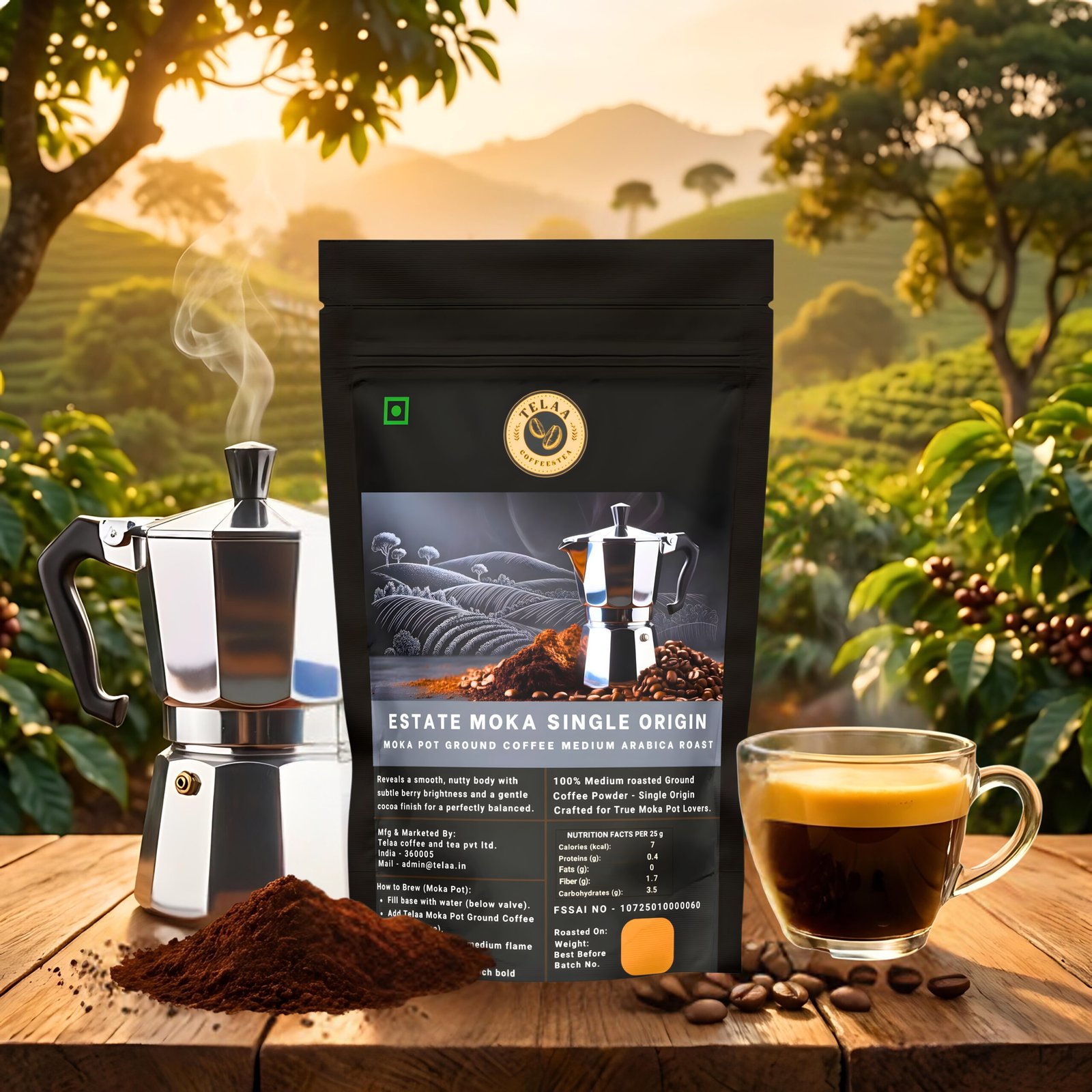 Telaa Estate Moka Single Origin Coffee – Premium Indian Arabica for Moka Pot Brewing - Image 2