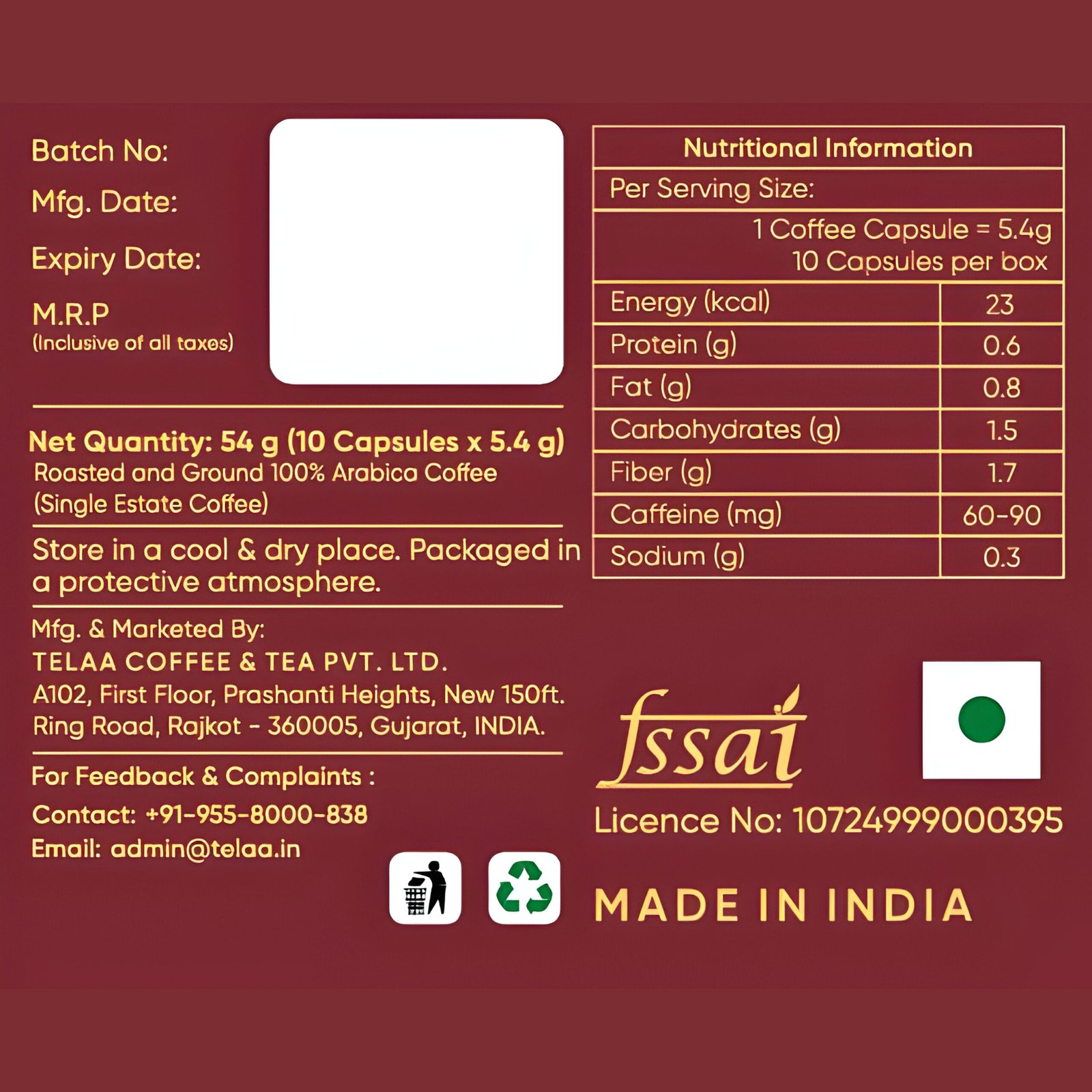 Kolli Berri Estate Washed Coffee Capsules | Indian Specialty Single-Estate Coffee | Aluminium Nespresso Original Line Compatible Pods - Image 5