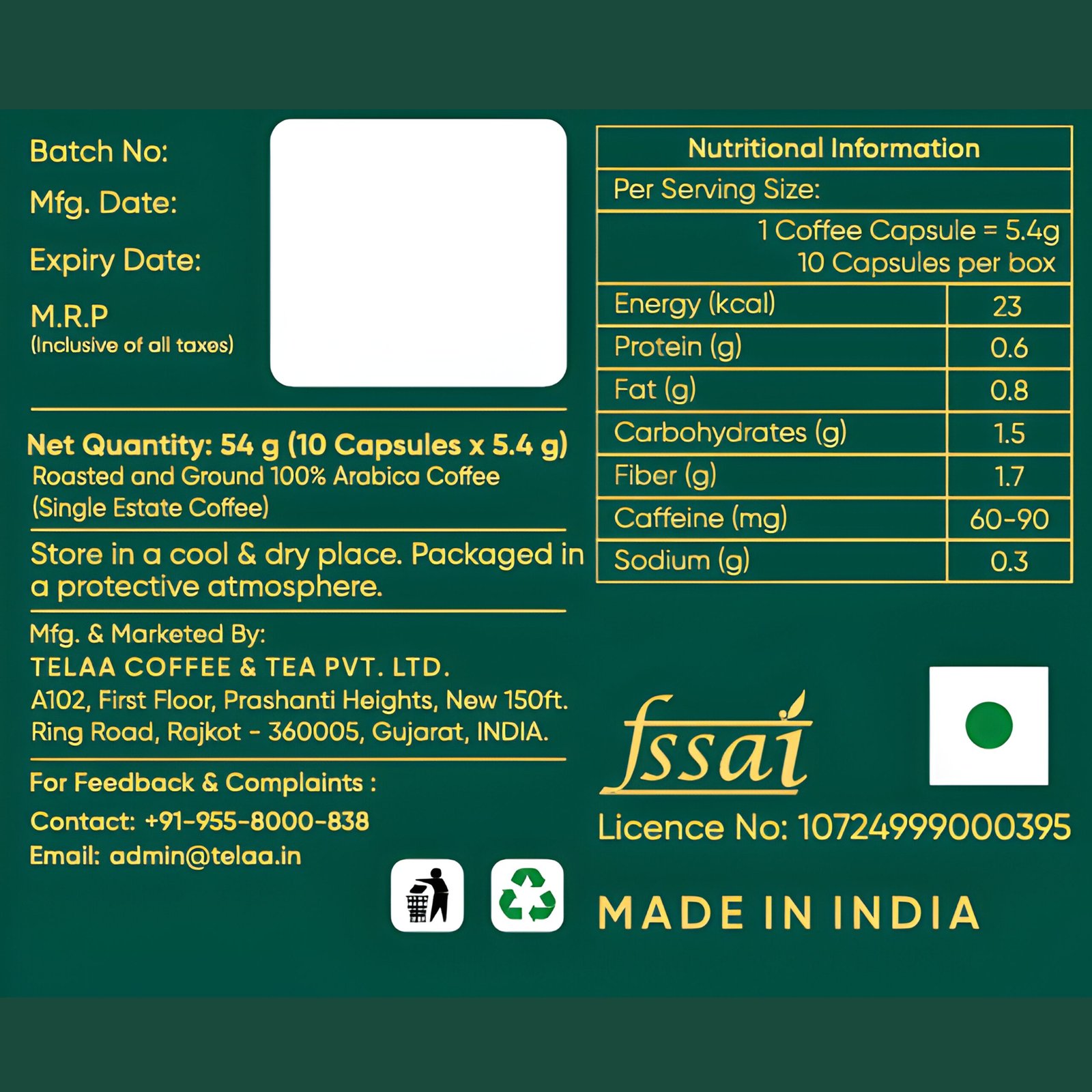 Unakki Estate Dark Honey Coffee Capsules | Indian Single-Estate Specialty Arabica | Nespresso Original Line Compatible Pods - Image 5