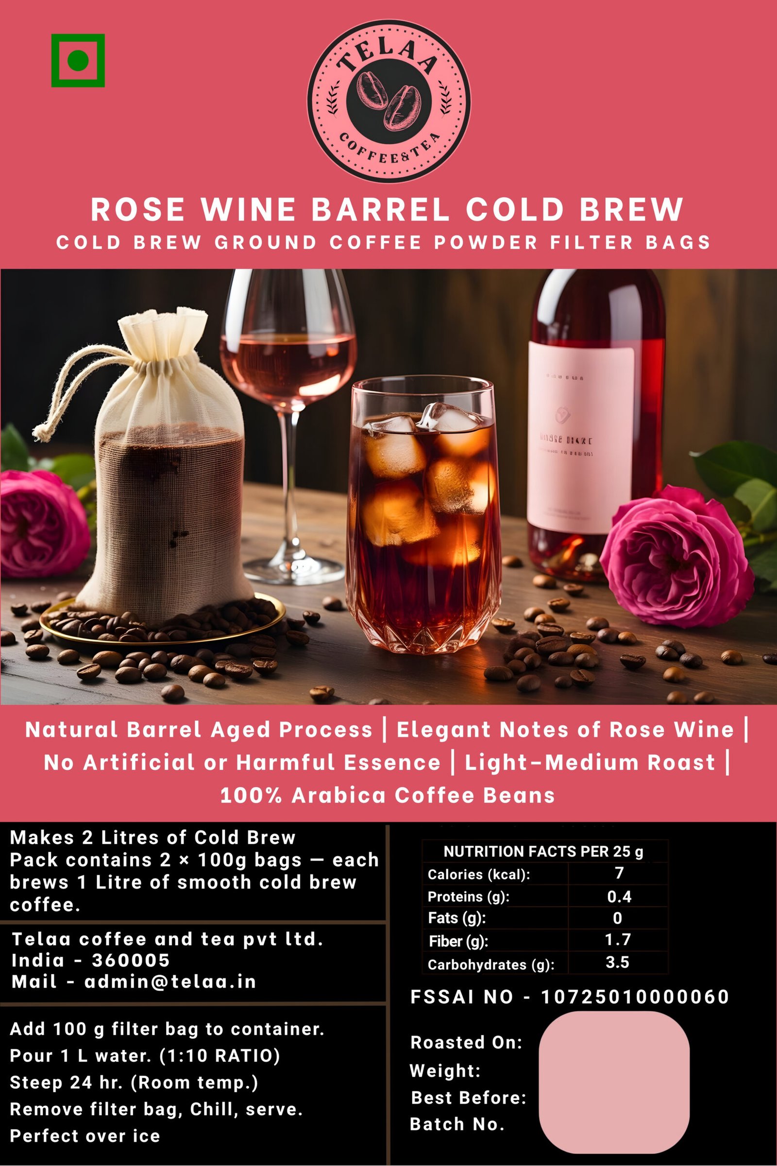 Rose Wine Barrel Coffee — 200g Ground or Cold/Hot Brew Bag | V60, Press, Espresso - Image 6