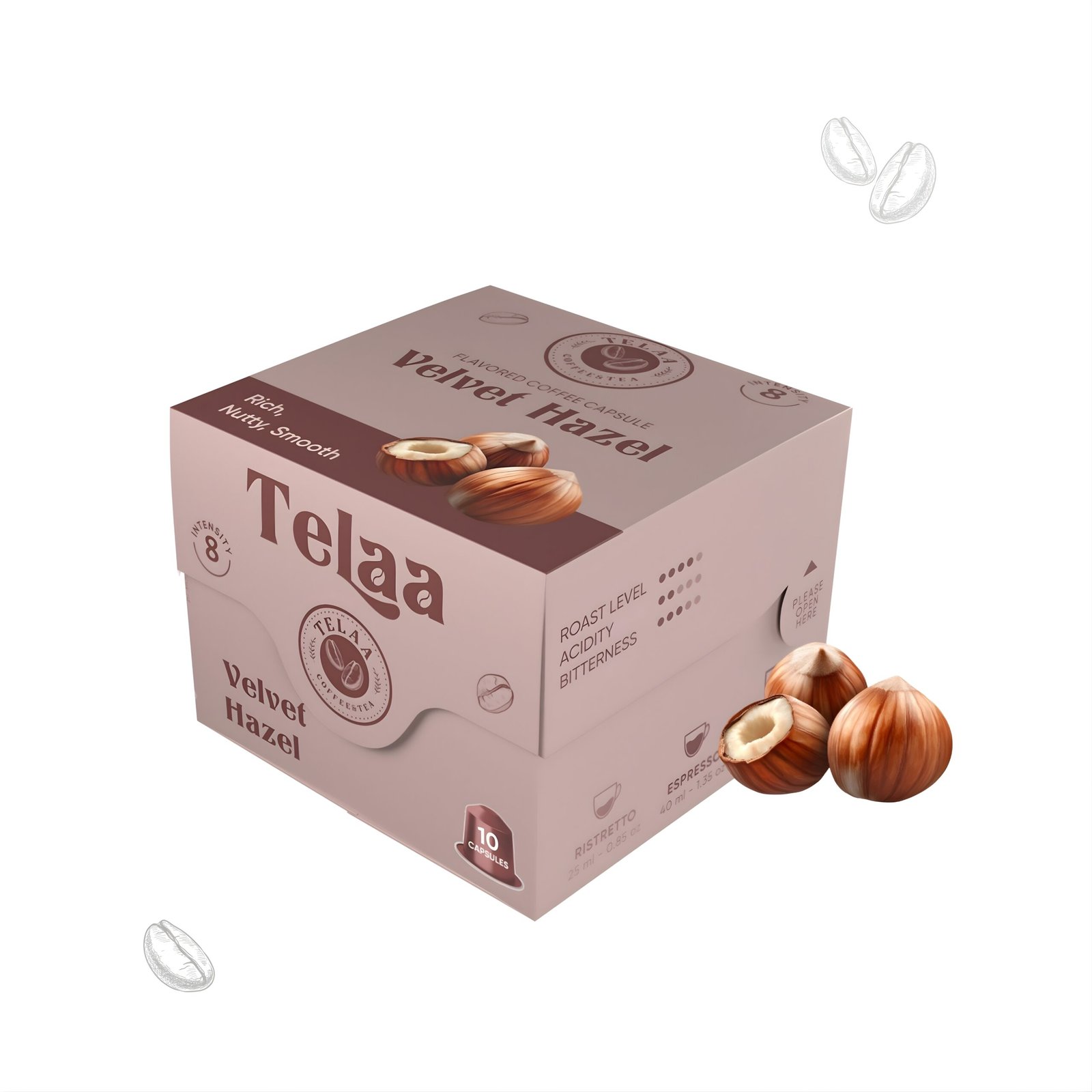 Velvet Hazel Hazelnut Coffee Capsules – 100% Arabica, Intensity 8, 10 Pods