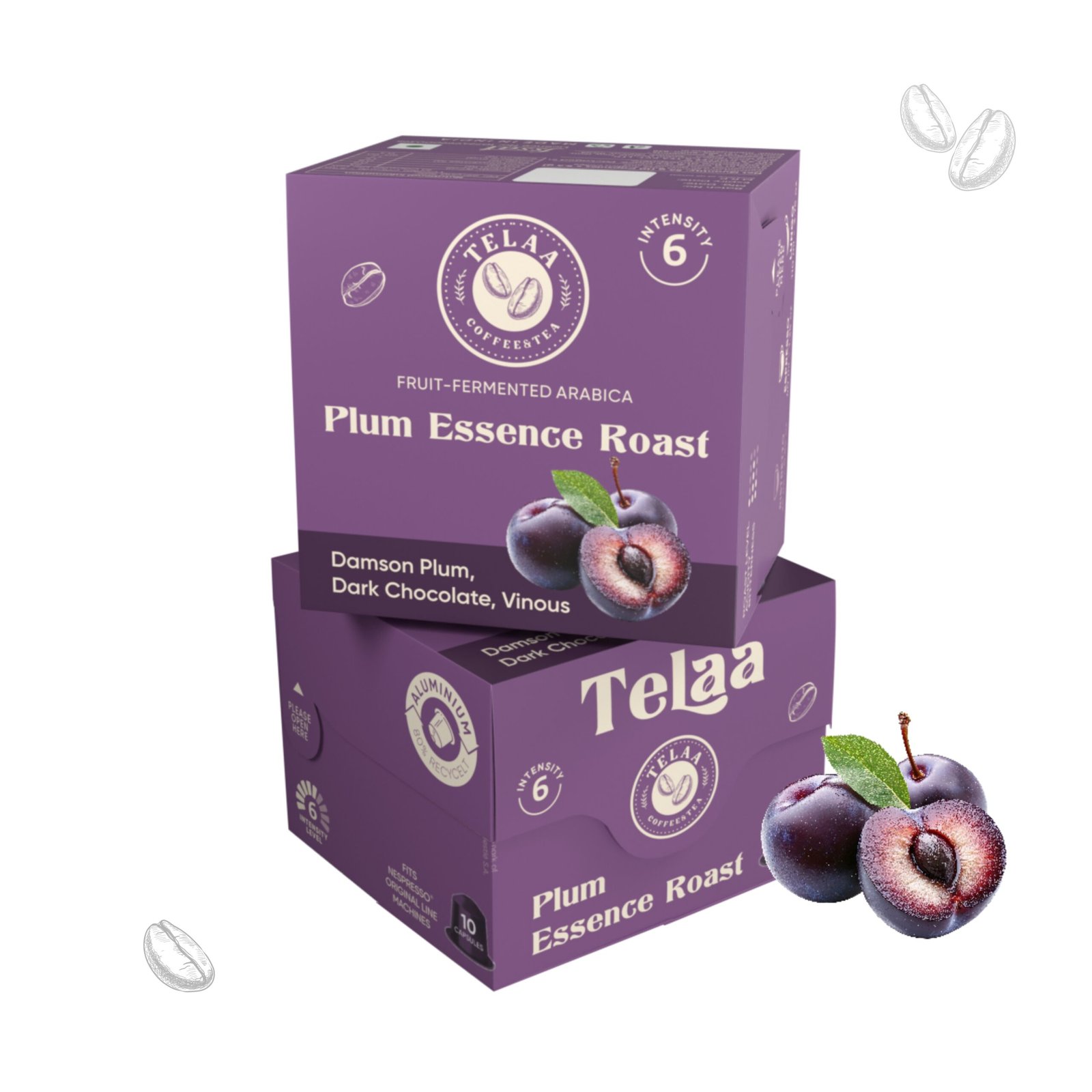 Telaa Plum Essence Roast Coffee Capsules | Fruit-Fermented Arabica | Damson Plum, Dark Chocolate & Vinous Notes | Aluminium Nespresso Original Line Compatible Pods - Image 3