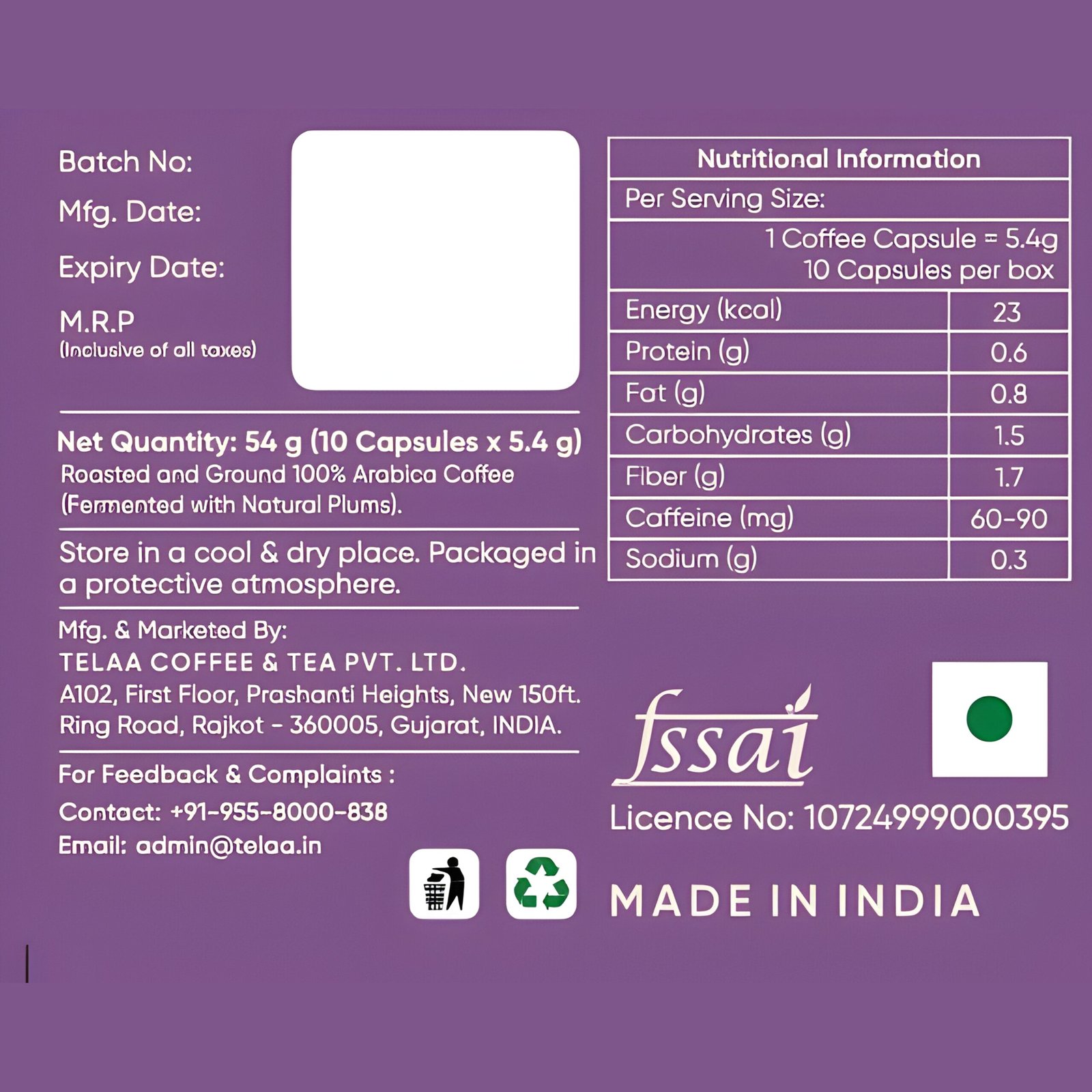 Telaa Plum Essence Roast Coffee Capsules | Fruit-Fermented Arabica | Damson Plum, Dark Chocolate & Vinous Notes | Aluminium Nespresso Original Line Compatible Pods - Image 5