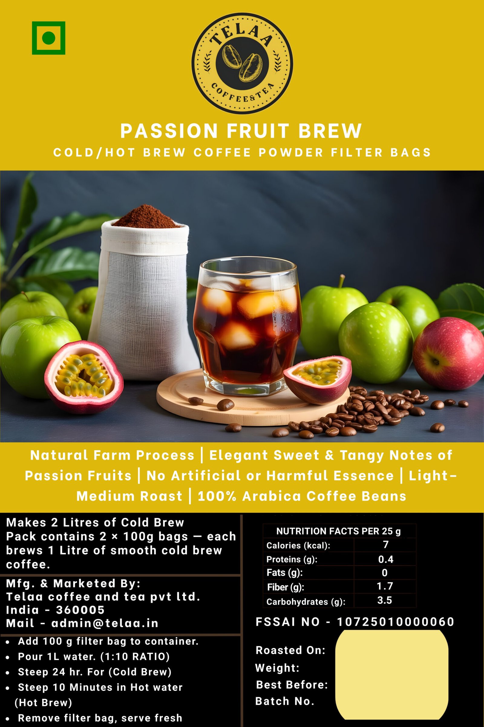 Passion Fruit Coffee — 200g Ground or Cold/Hot Brew Bag | V60, Press, Espresso - Image 2