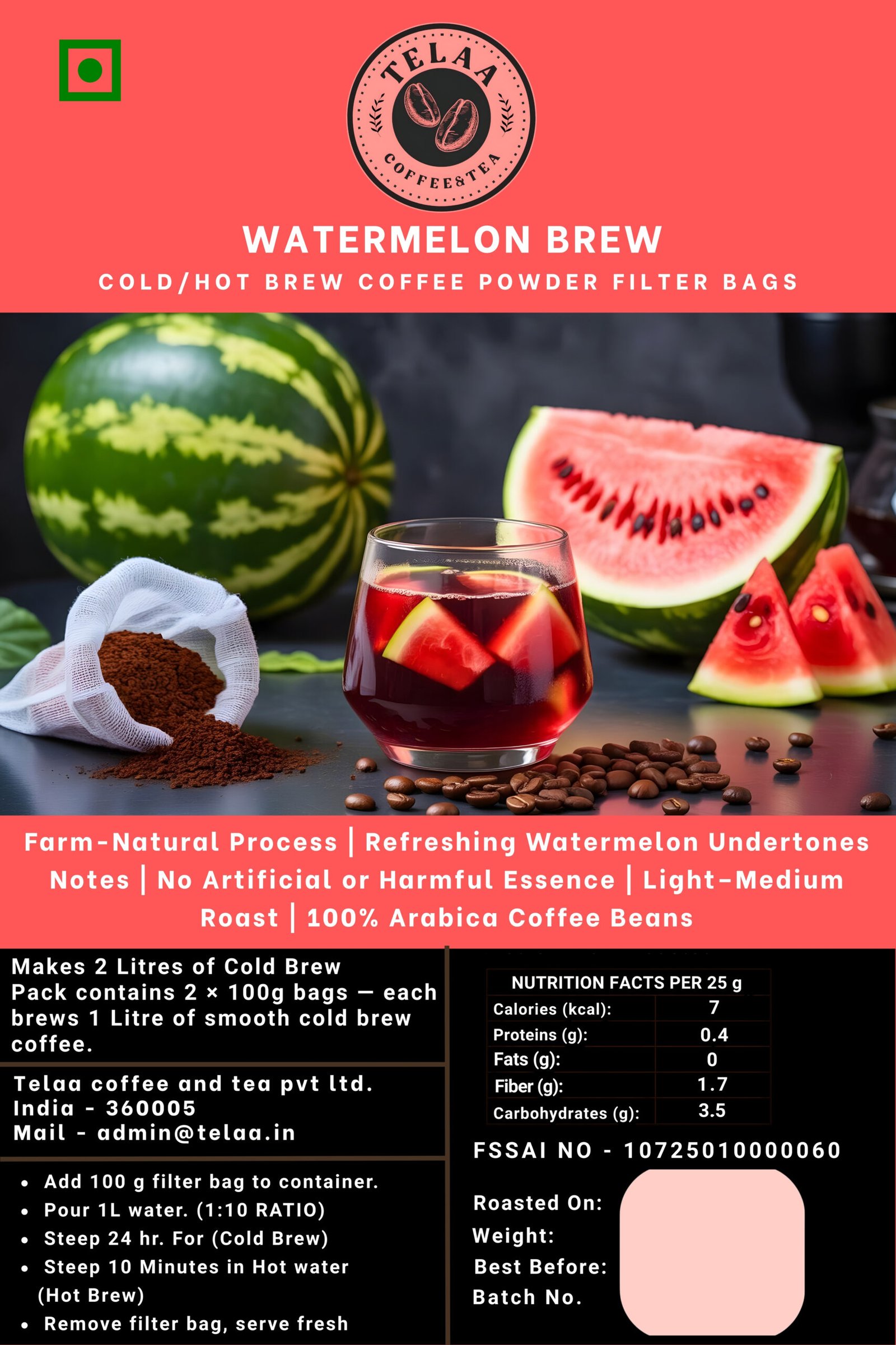Watermelon Coffee — 200g Ground or Cold/Hot Brew Bag | V60, Press, Espresso - Image 2