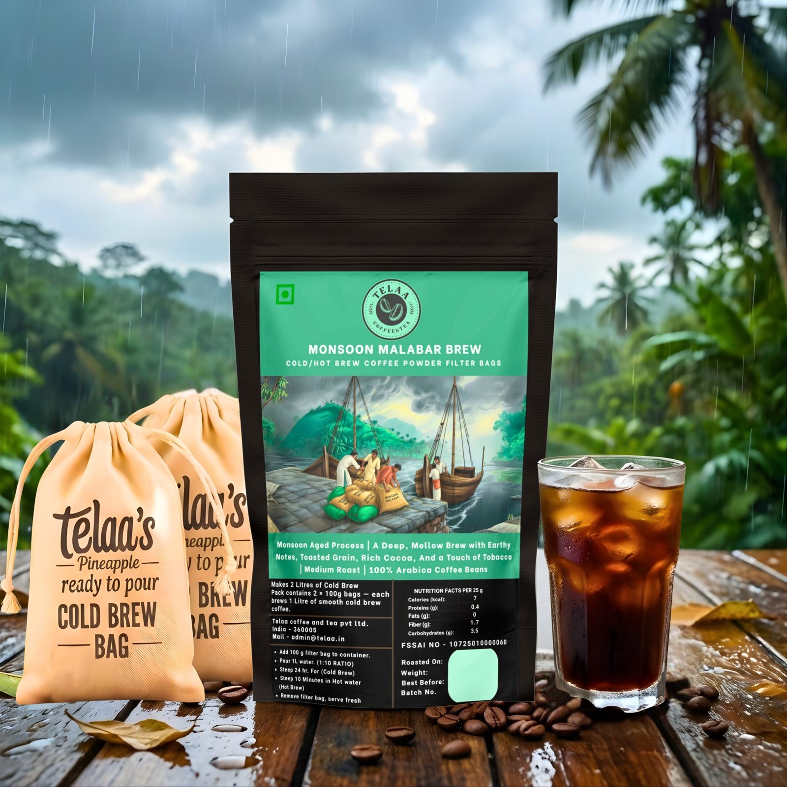 Moonsoon Malabar Cold Brew Coffee — 2 Litre | 200g Ground Bags for V60, French Press & Espresso - Image 2