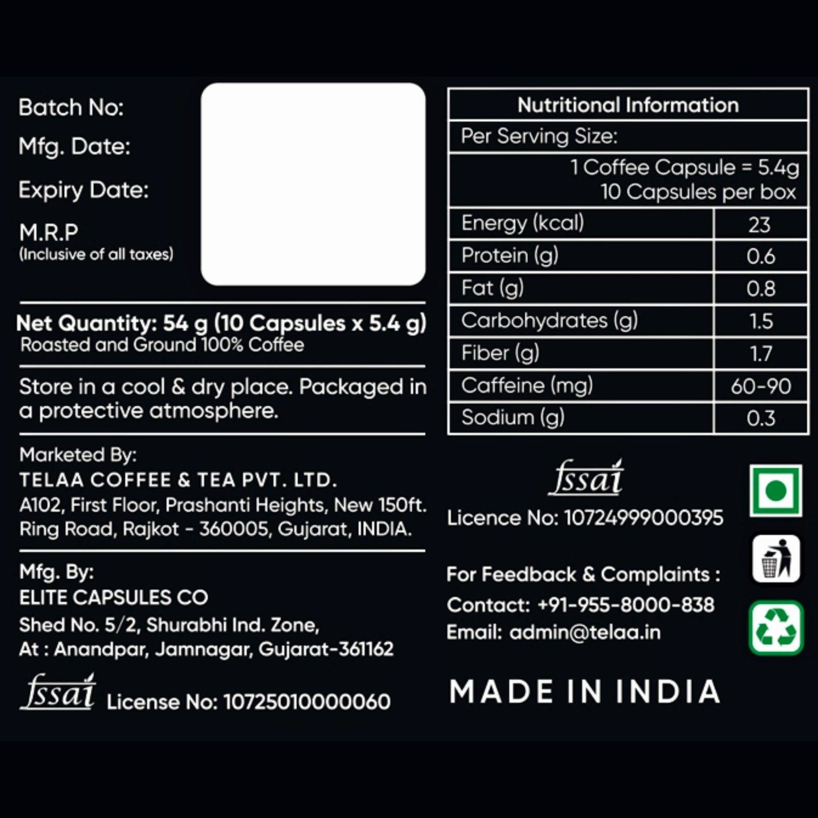 Inferno Nero Ultra Dark Coffee Capsules By Telaa | Intensity 13 | Nespresso® Compatible | 10 Pods - Image 5