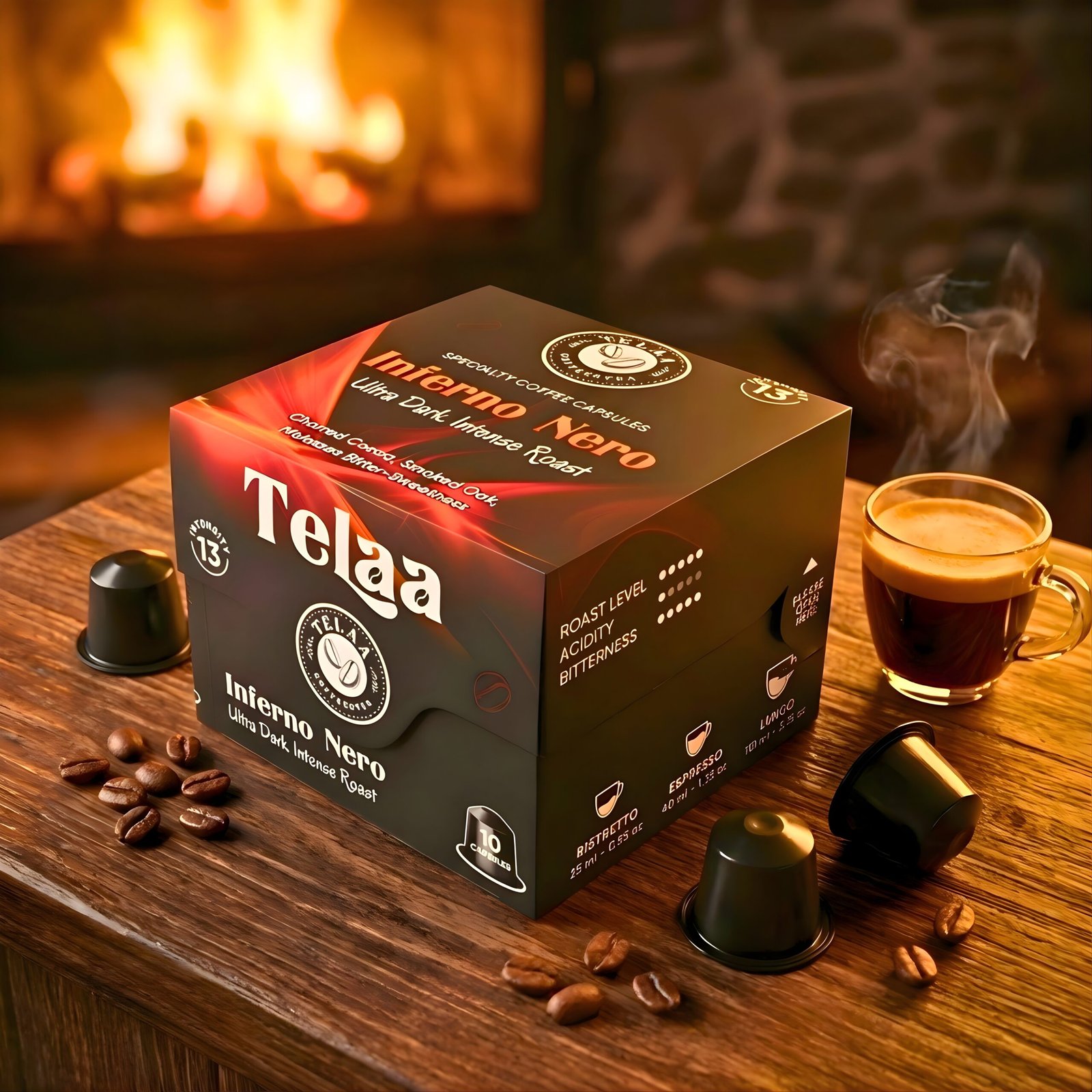 Inferno Nero Ultra Dark Coffee Capsules By Telaa | Intensity 13 | Nespresso® Compatible | 10 Pods - Image 2