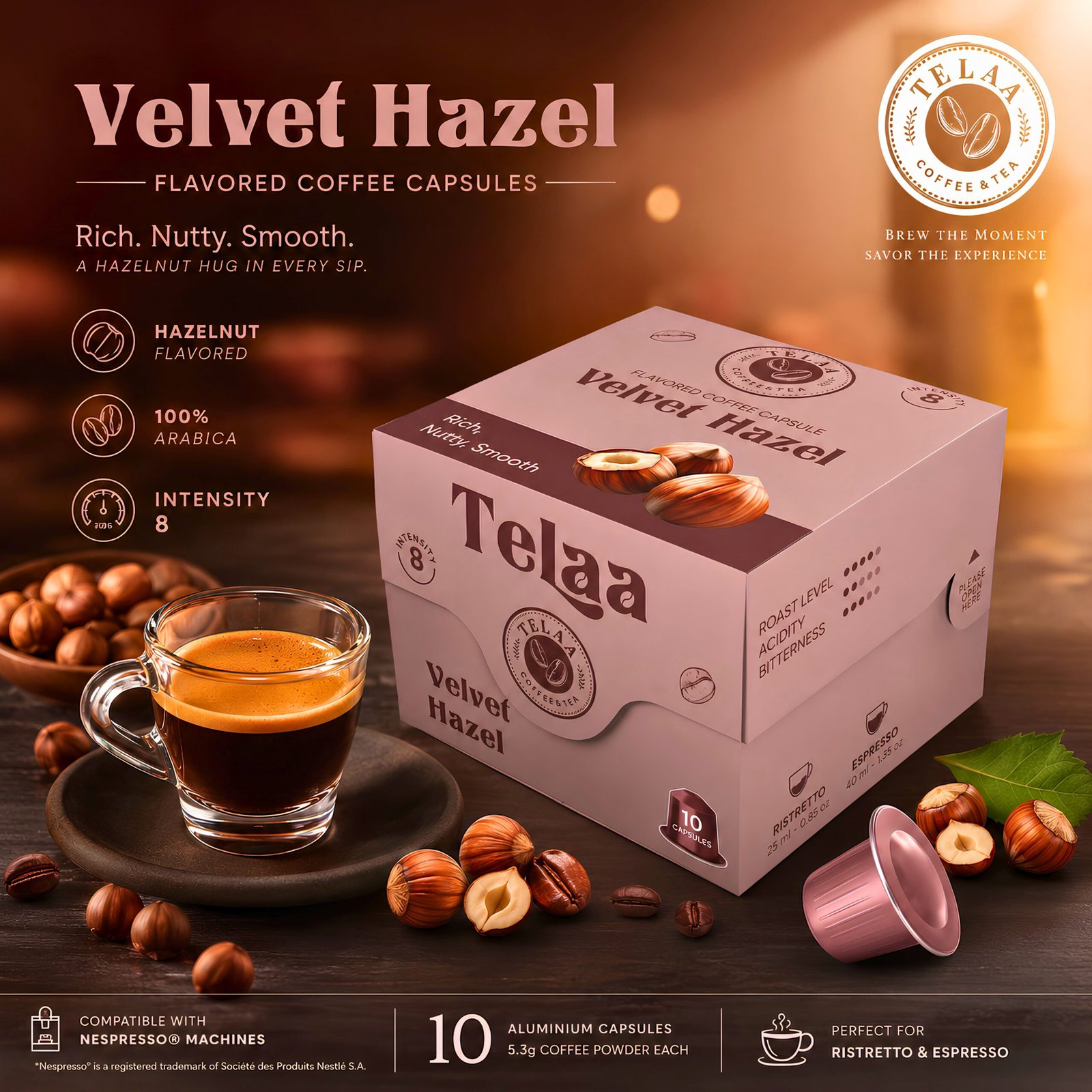 Flavor Lover Combo Pack - 30 Medium Roast Specialty Coffee Capsule Varieties By Telaa | Vanilla, Hazelnut & Caramel | Nespresso® Compatible Pods - Image 3