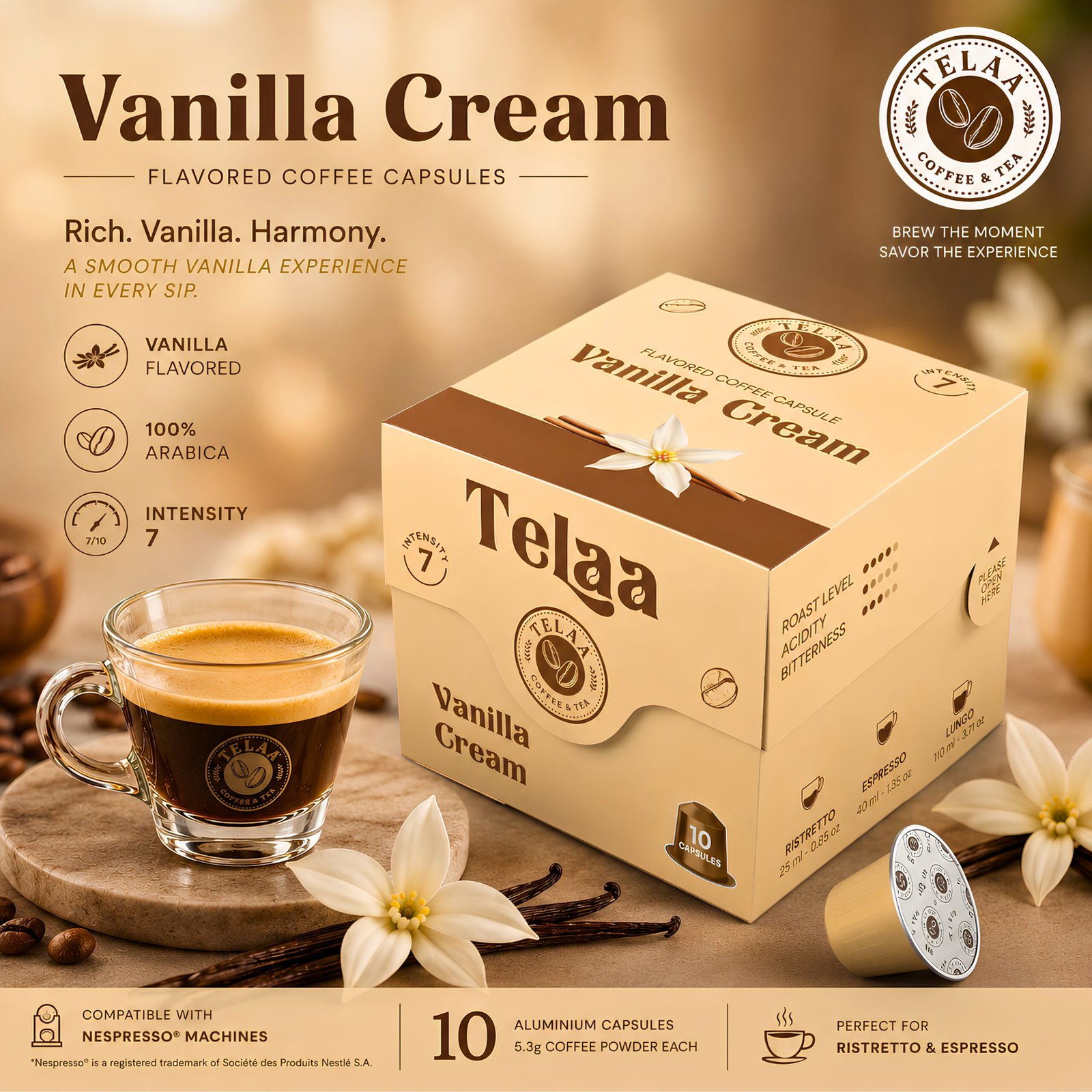 Flavor Lover Combo Pack - 30 Medium Roast Specialty Coffee Capsule Varieties By Telaa | Vanilla, Hazelnut & Caramel | Nespresso® Compatible Pods - Image 2