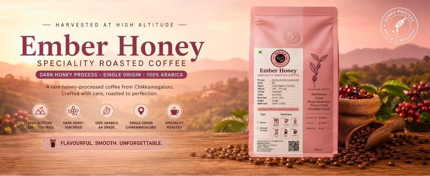 Ember Honey Honey-Process Arabica Coffee Beans from Chikkamagaluru