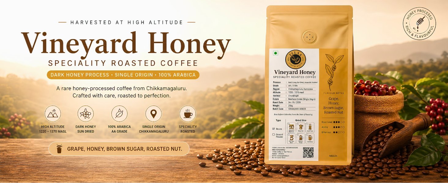 Vineyard Honey Honey-Process Arabica Coffee Beans from Chikkamagaluru