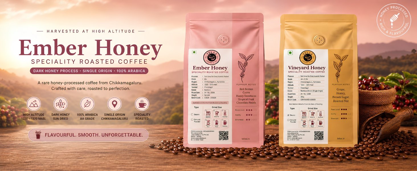 Ember Honey Vineyard Honey Honey-Process Arabica Coffee Beans from Chikkamagaluru
