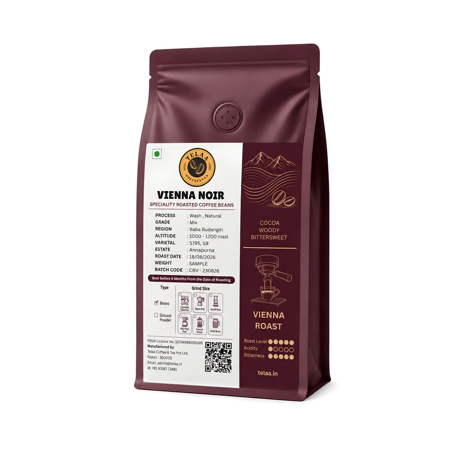 Vienna Noir | Vienna Roast Specialty Coffee | Baba Budangiri Arabica Coffee Beans