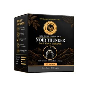 Noir Thunder Easy Pour Over Drip Bag Coffee – 10 Drip Bags | 100% Specialty Indian Arabica Coffee from Chikmagalur