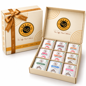 TELAA Premium Coffee Gift Hamper | 83 Cups of Coffee | Easy-Pour Drip Bag Coffee + 5 Instant Coffee Varieties | 100% Arabica | No Machine Required