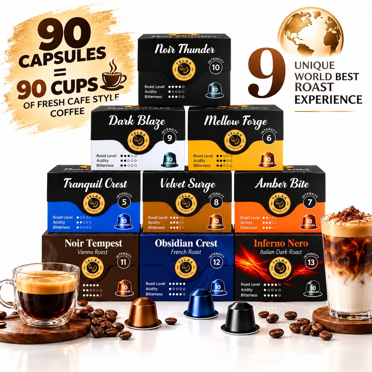 Telaa Signature Coffee Gift Pack – 90 Premium Coffee Capsules | 9 Signature Roasts | Nespresso® Original Line Compatible - Image 5